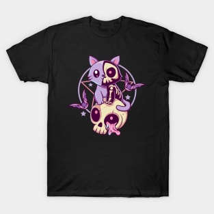 Skull Cat Kawaii Gothic T-Shirt